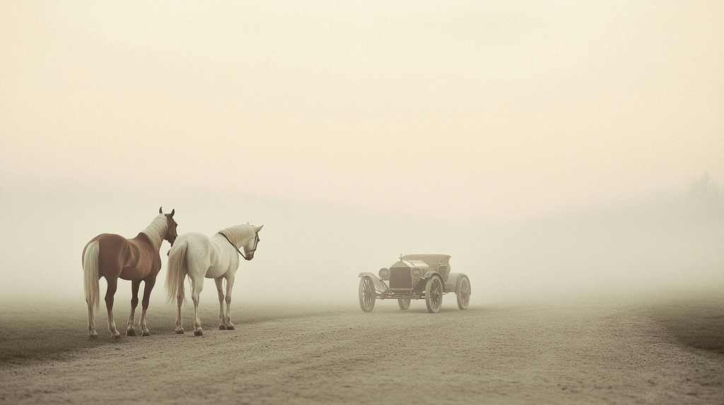 2HORSESLOOKINGATANEARLYAUTOMOTIVE-min