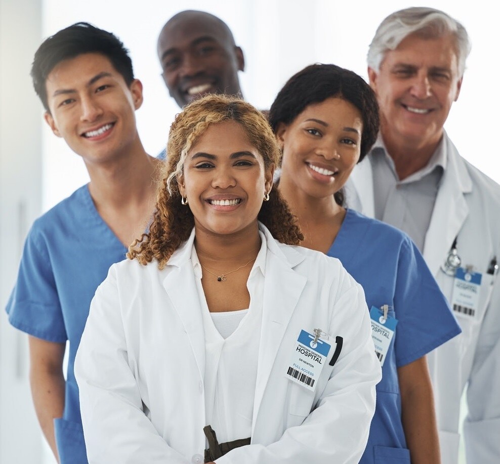Healthcare-professionals standing in a line