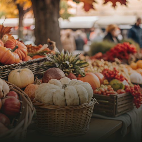 Fruits and vegetables displayed in market