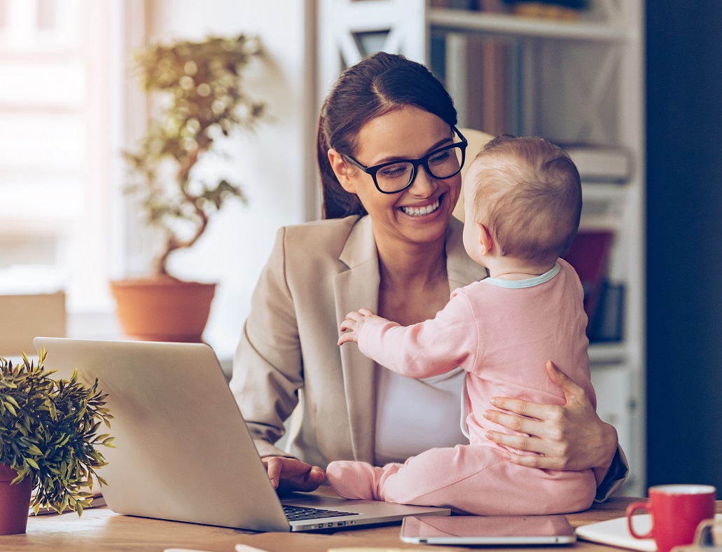 working mother with baby